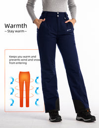 iCreek Womens Snow Pants Insulated Winter Warm Snow Trousers Sports Windproof Outdoor（Navy Blue）