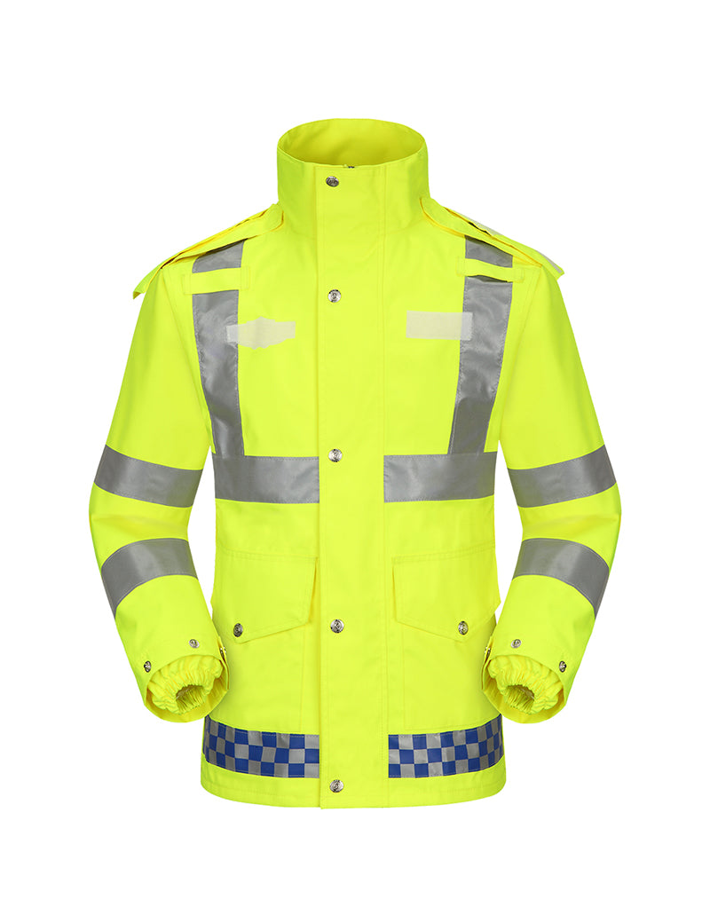 iCreek Reflective Safety Jacket for Men & Women High Visibility Rain Jacket Waterproof Raincoat Anti-Storm