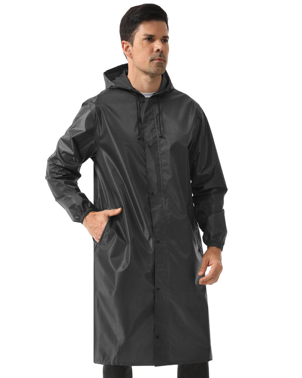 iCreek Men's Long Rain Coat Hooded