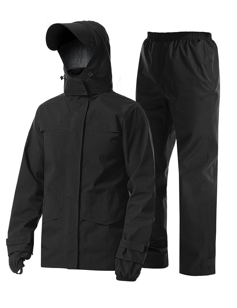 iCreek Men's Rain Suit Waterproof Rain jacket Breathable Lightweight Raincoat with Hooded Rain Gear for Leisure, Outdoor(Night Sky Black)