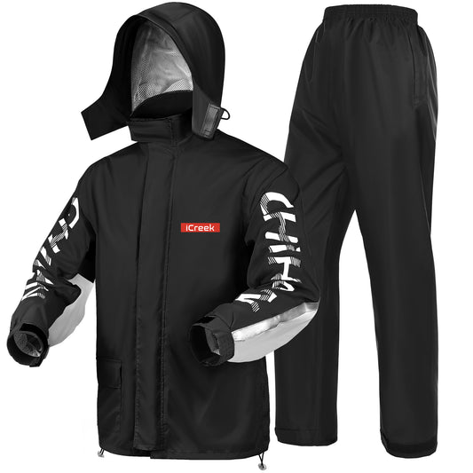 iCreek Motorcycle Rain Suit for Men&Women Waterproof Raincoat Outdoor with Hood