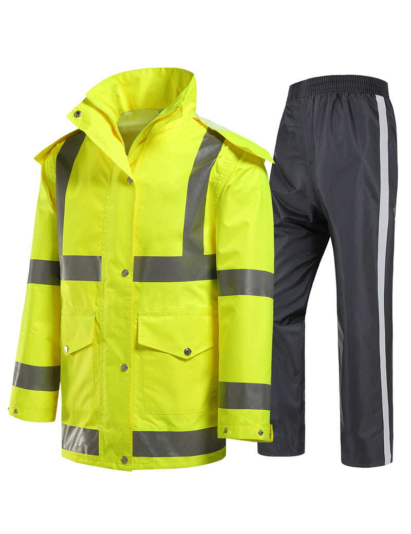 iCreek Warnschutz-Regenanzüge für Damen und Herren, reflektierende Mäntel, Sicherheitsjacke und -hose, wasserdicht