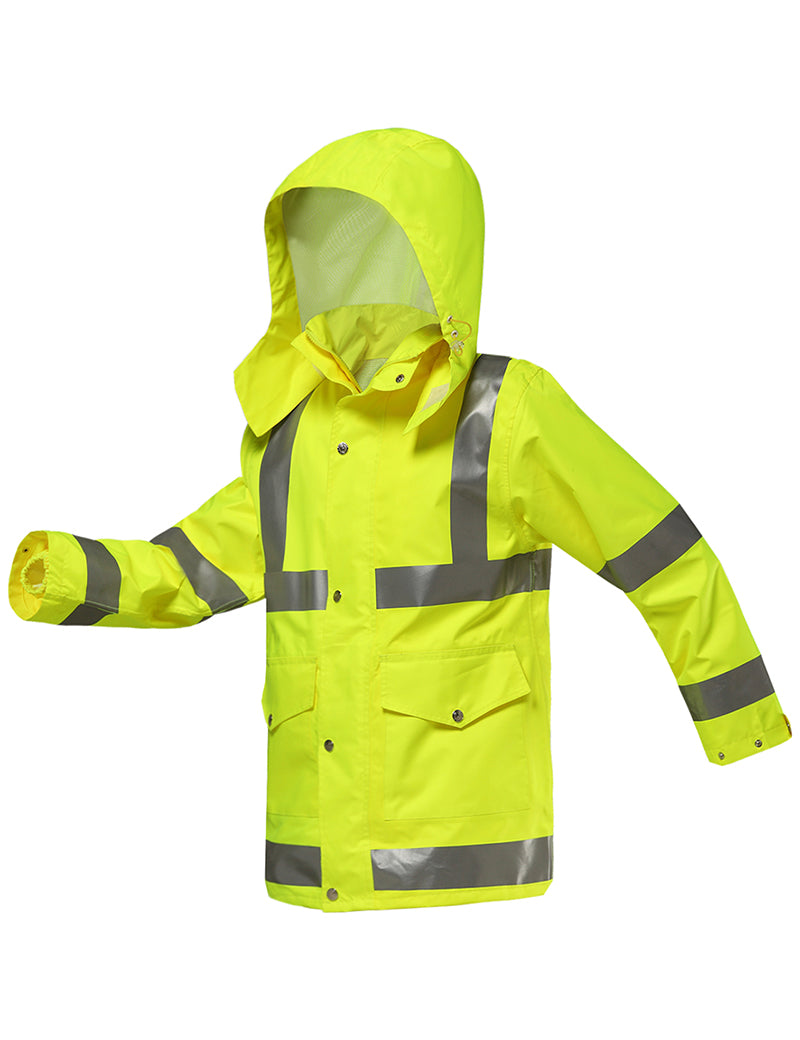 iCreek Safety Jacket for Men & Women Reflective Rain Jacket High Visibility Waterproof Raincoat Anti-Storm