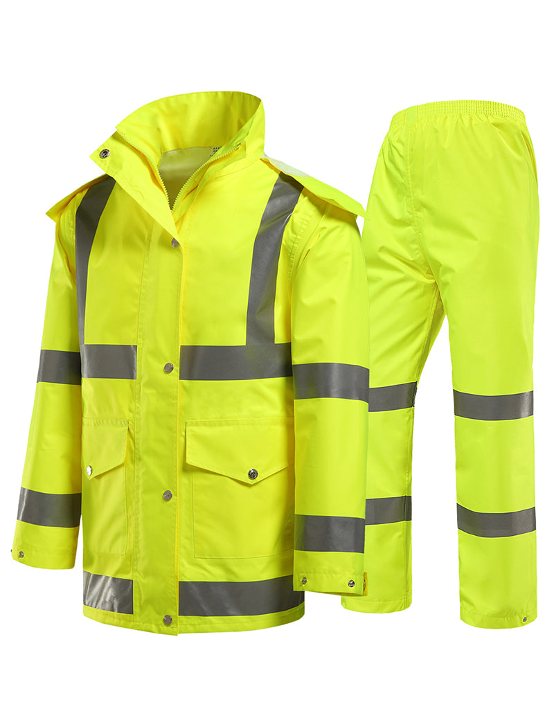 iCreek Warnschutz-Regenanzüge für Damen und Herren, reflektierende Mäntel, Sicherheitsjacke und -hose, wasserdicht