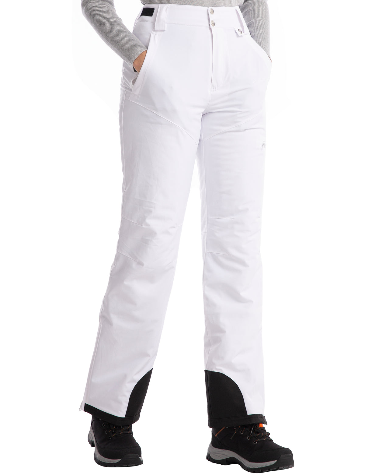 iCreek Womens Snow Pants Insulated Winter Warm Snow Trousers Sports Windproof Outdoor（White）