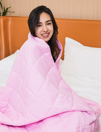 iCreek Weighted Blanket Weighted Blanket Twin Heavy Blanket for Adult with Premium Glass Beads, Cooling Blanket for Queen Size Beds All-Season Summer Fall Winter（Pink)