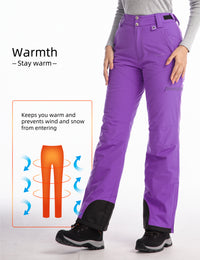 iCreek Womens Snow Pants Insulated Winter Warm Snow Trousers Sports Windproof Outdoor（Purple）