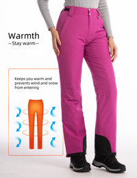 iCreek Womens Snow Pants Insulated Winter Warm Snow Trousers Sports Windproof Outdoor（Rose Red）