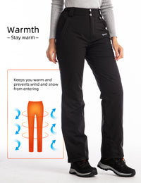 iCreek Womens Snow Pants Insulated Winter Warm Snow Trousers Sports Windproof Outdoor（ Black）