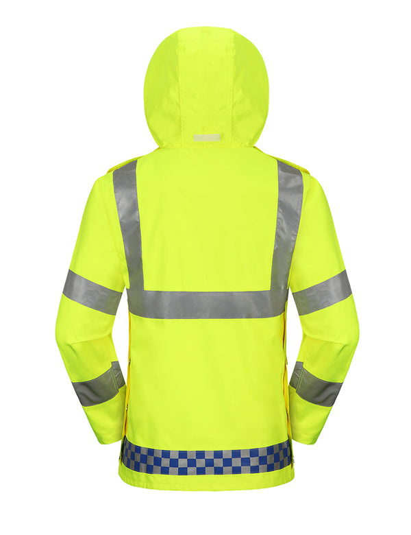 iCreek Reflective Safety Jacket for Men & Women High Visibility Rain Jacket Waterproof Raincoat Anti-Storm