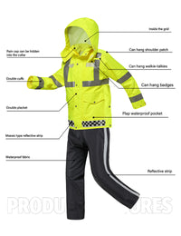 iCreek High Visibility Rain Suits Men & Women Safety Reflective Jacket and Pants