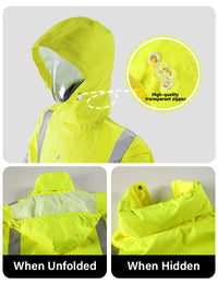 iCreek Safety Jacket for Men & Women Reflective Rain Jacket High Visibility Waterproof Raincoat Anti-Storm