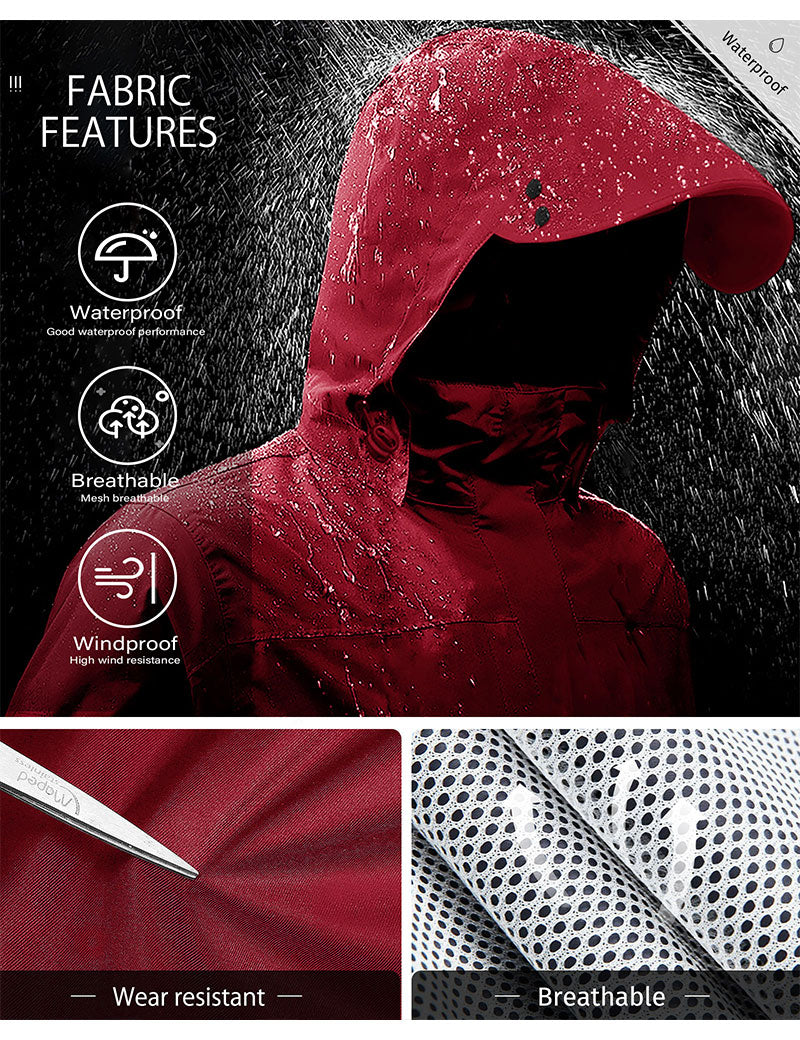 iCreek Men's Rain Suit Waterproof Rain jacket Breathable Lightweight Raincoat with Hooded Rain Gear for Leisure, Outdoor(Red）