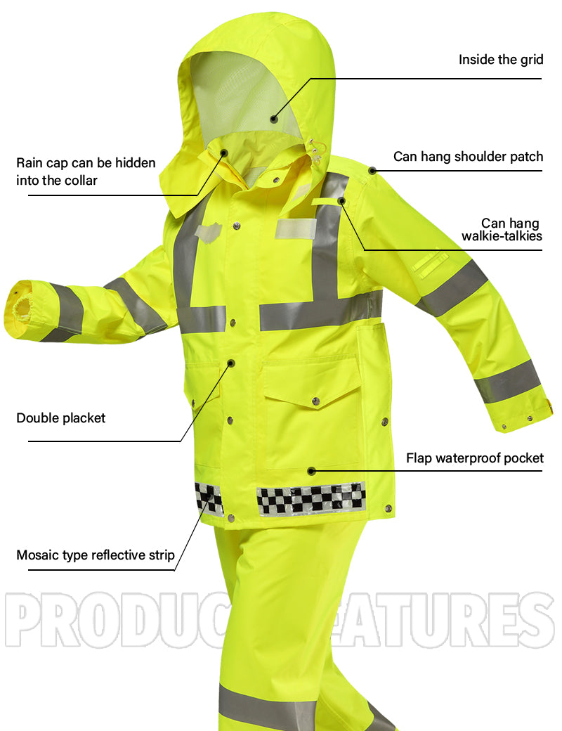 iCreek Reflective Safety Jacket for Men & Women High Visibility Rain Jacket Waterproof Raincoat Anti-Storm