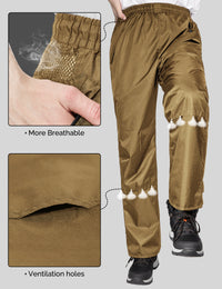 Pantalons de pluie pour hommes iCreek Pantalons cargo imperméables respirants légers Pantalons de surpantalon coupe-vent pour la randonnée, le golf, la pêche (Marron)