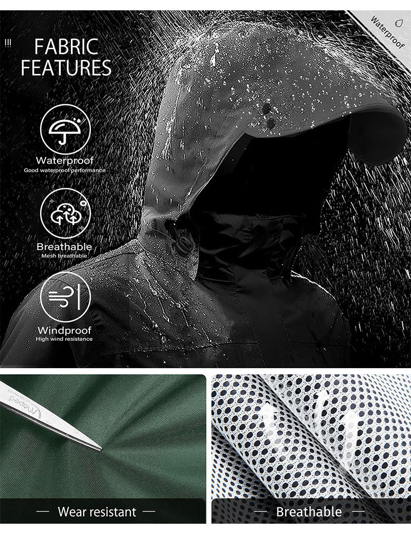 iCreek Men's Rain Suit Waterproof Rain jacket Breathable Lightweight Raincoat with Hooded Rain Gear for Leisure, Outdoor(Blackish Green）