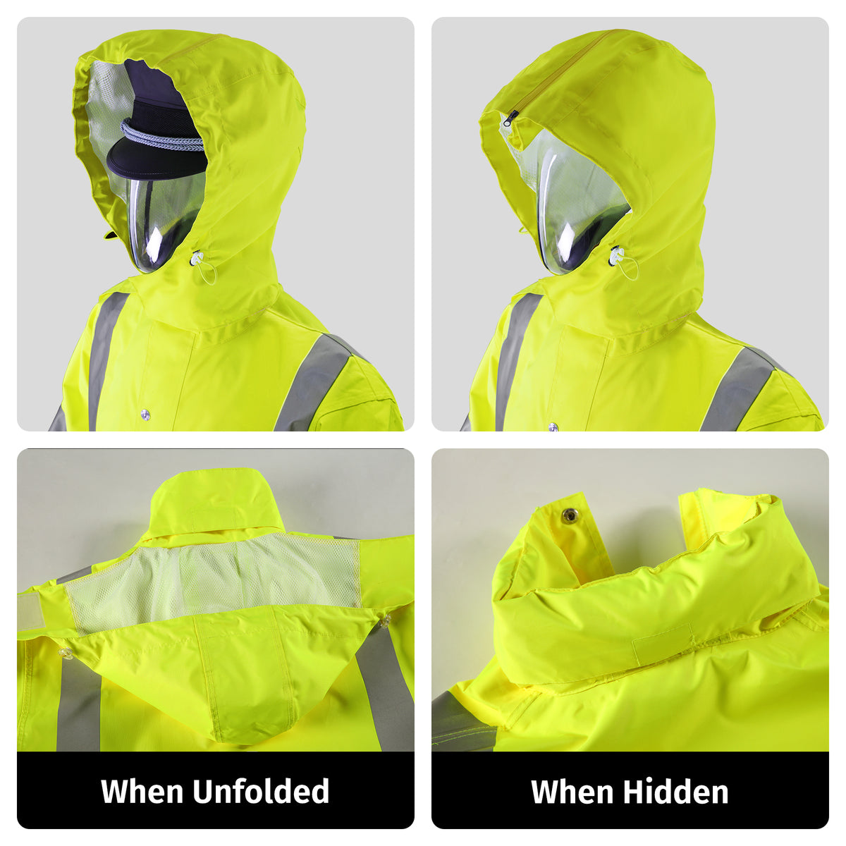 iCreek Safety Jacket for Men & Women Reflective Rain Jacket High Visibility Waterproof Raincoat Anti-Storm