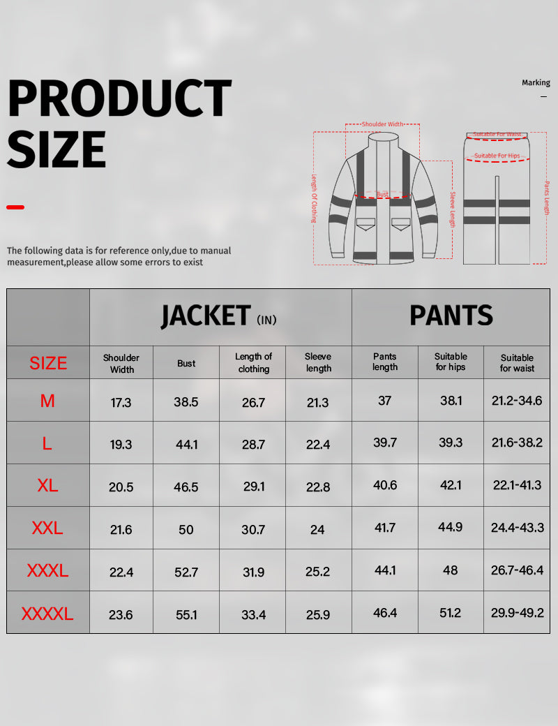 iCreek Warnschutz-Regenanzüge für Herren und Damen, reflektierende Sicherheitsjacke und -hose