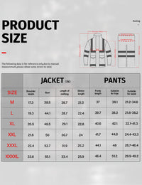 Fatos de chuva de alta visibilidade iCreek Jaqueta e calças refletivas de segurança masculina e feminina