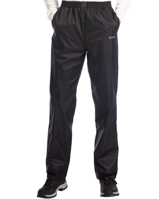 iCreek Men's Rain Pants Waterproof Cargo Pants（Black）
